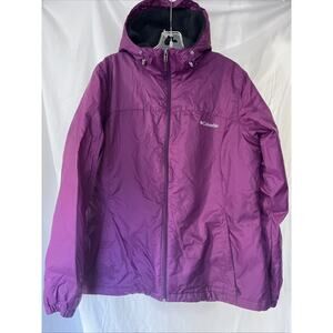 Columbia Coat Jacket Women’s Large Purple Hooded Full Zip Fleece Lined Outdoors